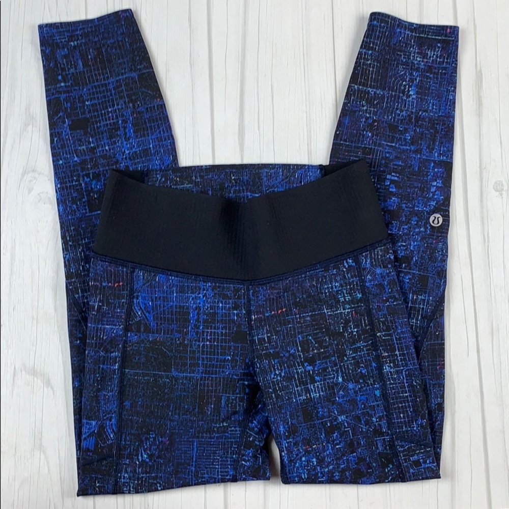 Lululemon cropped leggings blue and black luxtreme
